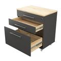 Inval Kratos 3-Drawer Heavy-Duty Garage Cabinet Wood Composite Dark Gray and Maple