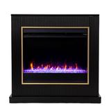 SEI Furniture Crittenly Wood Color Changing Electric Fireplace in Black