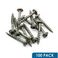 100 Pack Rok Hardware #8 x 1-1/4 Pocket Hole Deck Screws Square Drive Round Washer Head Wood Deep Coarse