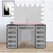 Everly Quinn Hollywood Vanity Set w/ Mirror Wood in Gray | 31.5 H x 50 W x 22 D in | Wayfair 08438A31494E42FEA4555534F84F5B86