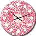 East Urban Home Retro Abstract Flower Design II - Mid-Century Modern wall clock Metal in Black/Pink/Yellow | 29 H x 29 W in | Wayfair