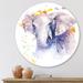 East Urban Home Portrait Of An Elephant In Flowers - Farmhouse Metal Circle Wall Art Metal | 11" H x 11" W x 1" D | Wayfair