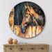 East Urban Home The Head Of A Horse In Stable - Farmhouse Metal Circle Wall Art Metal in Brown | 23" H x 23" W x 1" D | Wayfair