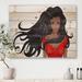 East Urban Home Portrait Of African American Woman XIV - Modern Print On Natural Pine Wood in Black | 25 H x 35 W x 0.78 D in | Wayfair