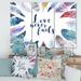 East Urban Home Boho Feathers w/ Inspiring Quote - 3 Piece Wrapped Canvas Textual Art Canvas in Blue | 28 H x 36 W x 1 D in | Wayfair