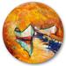 East Urban Home Little Boat During Warm & Sunset - Nautical & Coastal Metal Circle Wall Art Metal in Orange | 11 H x 11 W x 1 D in | Wayfair