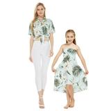 Matching Hawaiian Luau Mother Daughter Tie Front Top Halter Dress in Midnight Bloom