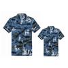 Matching Father Son Hawaiian Luau Outfit Men Shirt Boy Shirt Blue Map