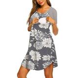 Julycc Womens Maternity T Shirt Dress Short Sleeve Floral Casual Pregnancy Nursing Dress