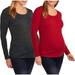 Maternity Long Sleeve Ribbed Scoop Neck Tee, 2-Pack