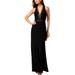 Xscape Womens Crochet V-Neck Formal Dress Black 0