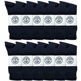 Yacht & Smith Big And Tall Mens Sport Crew Socks Wholesale Bulk (King Size) Socks, (12 Pairs Navy, Mens King Size 13-16 (Shoe Size 12-15))