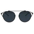 Bridgeless Top Flat Bridge Unique Retro Design Metal Horn Rim Sunglasses All Black