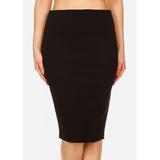 Womens Juniors High Waisted Skirt - Black Pencil Skirt - Office Careerwear Business Midi Skirt 20267M