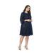 NHT&WT Womens Plus Size Floral Lace Dresses 3/4 Sleeve Formal Party Midi Dress