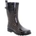 Shiny Lucky Horseshoes Rubber Mid Calf Sporty Women Rain Boot