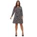 ellos Women's Plus Size Long Sleeve A-Line Knit Dress