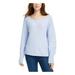 PINK ROSE Womens Light Blue Heather Long Sleeve Jewel Neck Blouse Sweater Size S