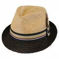 Trinidad Raffia Straw Trilby Fedora Hat - S - Natural/Putty