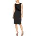 Calvin Klein Womens Velvet Trim Business Sheath Dress