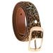 Women Leopard Print Leather Belt with Alloy Buckle Ladies All Seasons Fashion Buckle Decorative Belt for Denim Pants Shorts Jackets Dresses