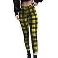 UKAP Women Casual High Waist Skinny Leggings Lattice Pattern Stretchy Business Work Pants Yellow XL(US 12-14)