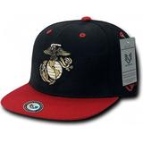 RapDom Marines 2-Tone Jumbo Back Military Mens Snapback Cap [Black/Red - Adjustable]