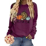 Women's Halloween Top Pumpkin Graphic Print Crew Neck Raglan Long Sleeve Sweater