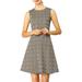 Allegra K Women's Houndstooth Plaid Above Knee Sleeveless Fit And Flare Dress