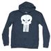 The Punisher Mens Light Zip Up Hoodie - White Classic Skull Logo (Large)