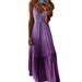 Sexy Dance Plus Size Women Party Holiday Maxi Dresses Gradient Color V Neck Long Dress Summer Boho Pleated Sundress