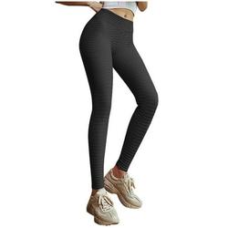 Bseka Famous TikTok Women's Bubble High-waist Yoga Pants Pure Color Textured Abdomen Slimming Hip Leggings Exercise Running Hip Tights