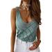 Sexy Dance Women Sexy V Neck Tank Tops Causal Sleeveless Knit Shirts Crop Top Ladies Loose Fashion Summer Thin Sweater Vest Blouses Side Split Light Blue L(US 10-12)