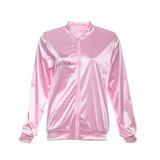 Bomber Jacket Letter Print Glossy Women Souvenir Jacket Coat Casual Baseball Jacket Women Basic Coats