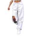 Salezone Womens Wide Leg Jeans High Waist Relaxed Fit Denim Ripped Holes Pants White