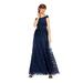 ADRIANNA PAPELL Womens Navy Sleeveless Off Shoulder Maxi Sheath Evening Dress Size 6