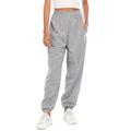 UKAP Women Casual Cotton Pants Simple Lightweight lounge pants charcoal with Pockets Gray XL