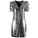 Michael Kors Sequined Georgette Dress, Silver/Black (2, Silver)