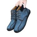 LUXUR Mens Leather Shoes Casual Work Boots Hand Stitching Outdoor Driving Ankle Boots