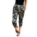 Aprilyyk Women's Drawstring Elastic Waist Camo Casual Cropped Trousers Pants