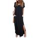 Avamo Women Plus Size Baggy Casual Loose Pocket Long Dress Long Sleeve Split Maxi Dresses Floral Print Party Flowy Maxi Dress Cocktail Party Evening Maxi Long Dress