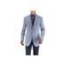 DTI BB Signature Men's Two Button Linen Blazer Modern Fit Jacket Sky Blue Check