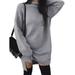 Women Long Sleeve Cowl Neck Casual Loose Oversized Knit Pullover Sweater Dress