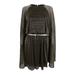 CALVIN KLEIN Womens Gold Belted Metallic Cape Crew Neck Above The Knee A-Line Cocktail Dress Plus Size: 12