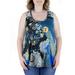 24seven Comfort Apparel Women's Plus Size Blue Paisley Rounded Hem Razorback Tank Top