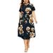 UKAP Women's Casual Maxi Dresses Short Sleeve Floral Printed Bohemian Sundress Sexy Plus Size Dress