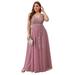 Ever-Pretty Womens Plus Size V-Neck Plus Size Bridesmaid Dresses for Women 75442 Orchid US22