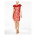 CALVIN KLEIN Womens Red Sequined Short Sleeve Jewel Neck Above The Knee Sheath Cocktail Dress Size 2