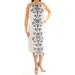 MAISON JULES Womens Ivory Embroidered Sleeveless Square Neck Midi Fit + Flare Dress Size: L