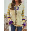 Women's Casual Printing Cardigan Button Front Long Sleeve Sweater Coats